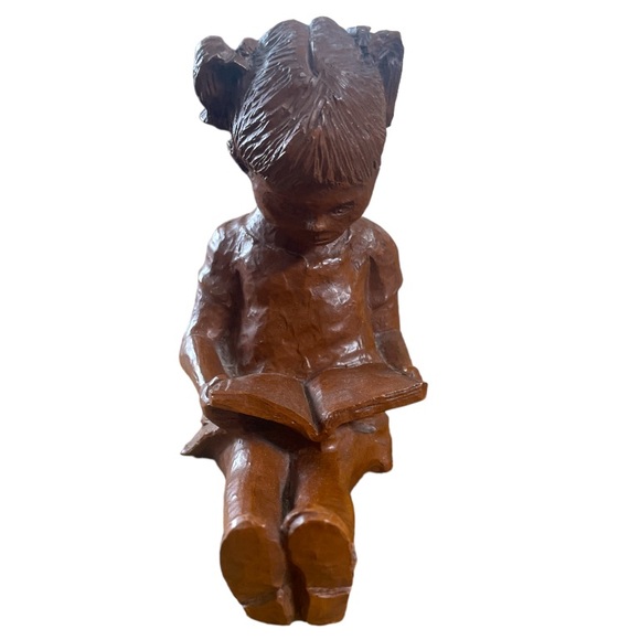 VINTAGE RED MILL MFG.➕Bookend/Figure Girl Reading Book Signed Somerville - Picture 3 of 7